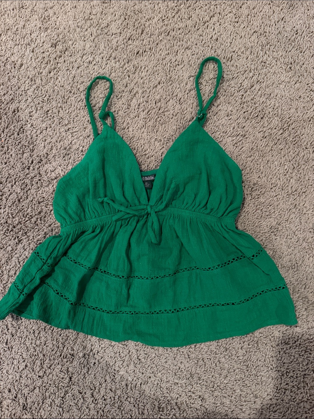wild fable Emerald Green Tie-Front Peplum Cami